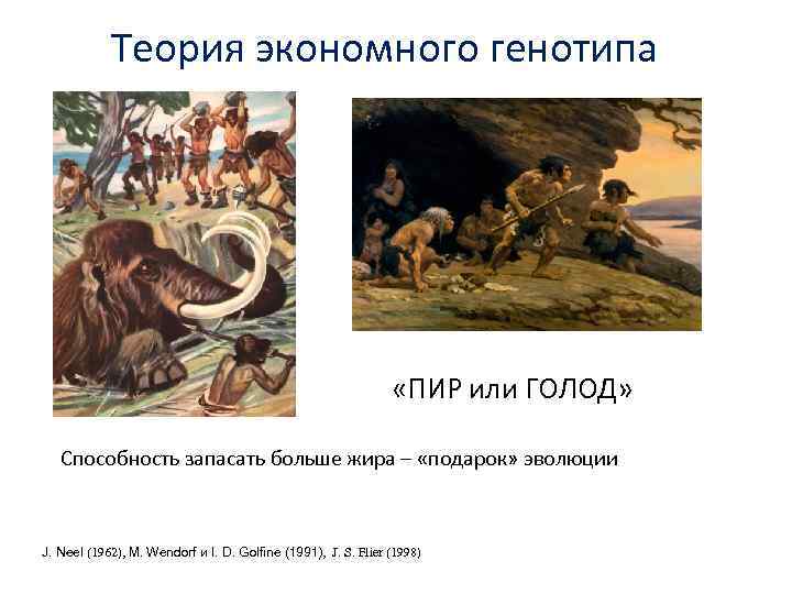 Теория экономного генотипа «ПИР или ГОЛОД» Способность запасать больше жира – «подарок» эволюции J.
