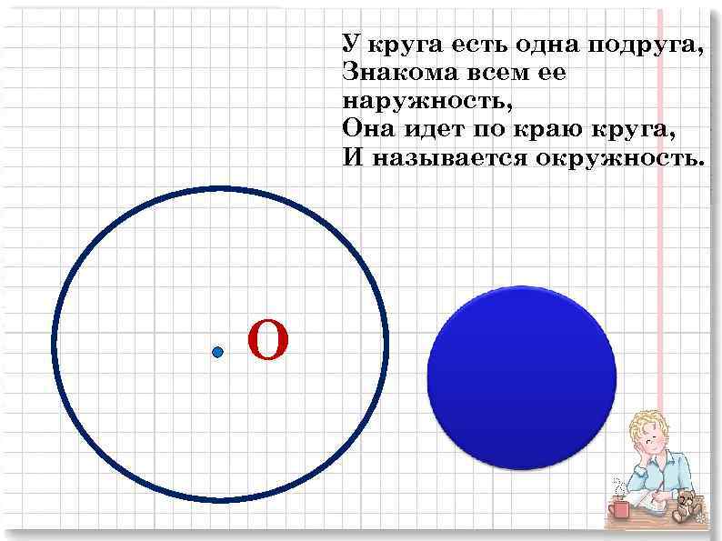 У круга есть одна подруга, Знакома всем ее наружность, Она идет по краю круга,