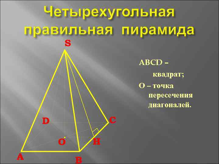 ABCD – квадрат; О – точка пересечения диагоналей. 