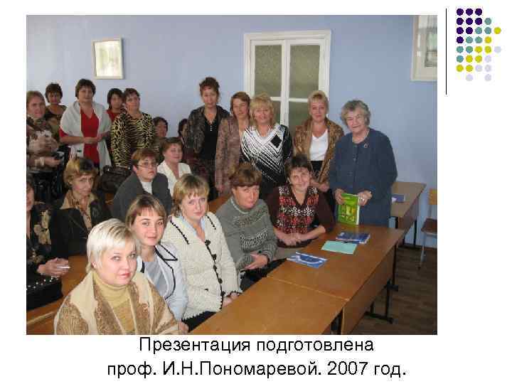 Презентация подготовлена проф. И. Н. Пономаревой. 2007 год. 