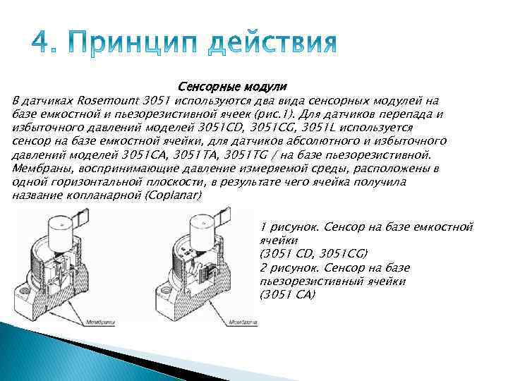 Сенсорные модули В датчиках Rosemount 3051 используются два вида сенсорных модулей на базе емкостной