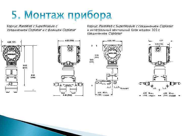 Корпус Plant. Web c Super. Module с соединением Coplanar и с фланцем Coplanar Корпус