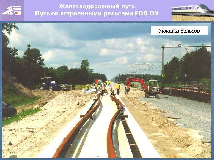 Железнодорожный путь Путь со встроенными рельсами EDILON Укладка рельсов 