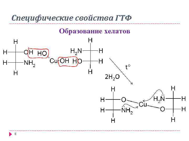 Специфические свойства ГТФ Образование хелатов 8 