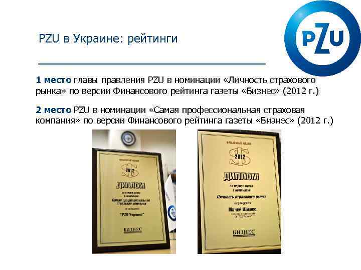 PZU в Украине: рейтинги 1 место главы правления PZU в номинации «Личность страхового рынка»