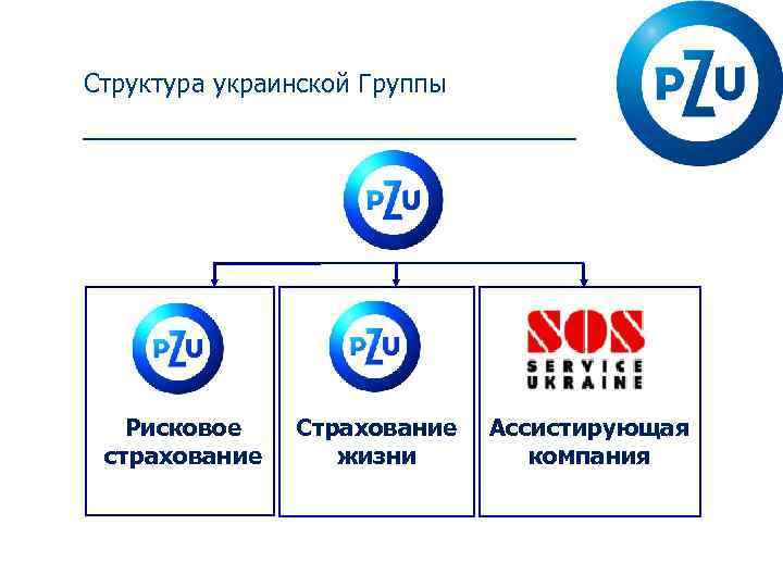 Структура украинской Группы Рисковое страхование Страхование жизни Ассистирующая компания 