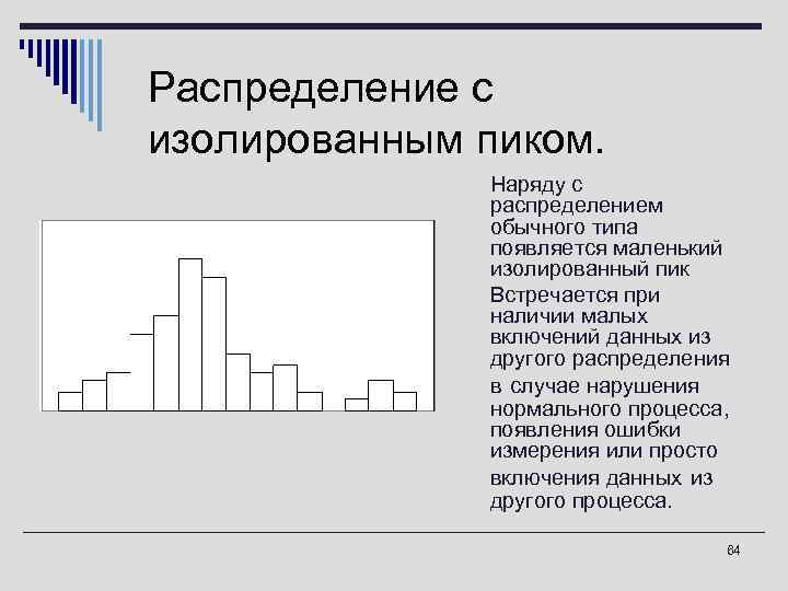 Распределение с изолированным пиком. o Наряду с распределением обычного типа появляется маленький изолированный пик