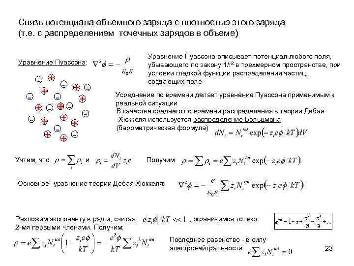 Связь потенциала объемного заряда с плотностью этого заряда (т. е. с распределением точечных зарядов