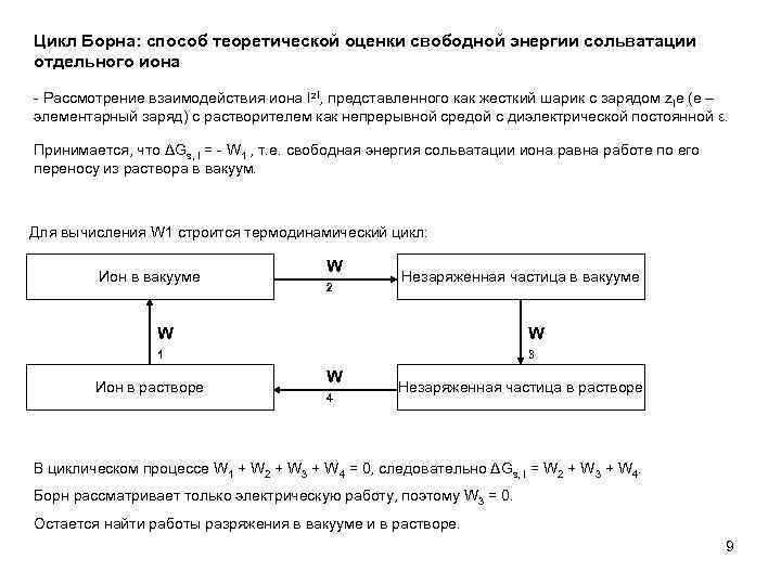 Цикл Борна: способ теоретической оценки свободной энергии сольватации отдельного иона - Рассмотрение взаимодействия иона