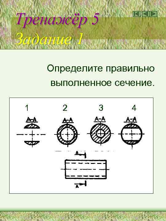 Тренажёр 5 Задание 1 Определите правильно выполненное сечение. 1 2 3 4 