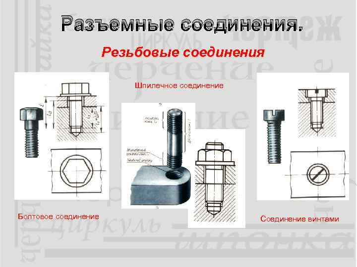 Чертежи болтовых соединений и шпилечных соединений