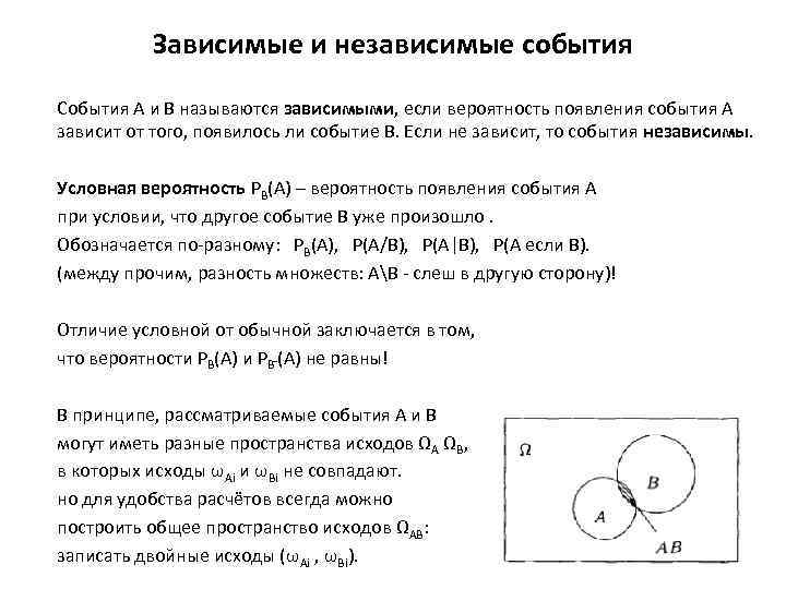 Конспект урока независимые события