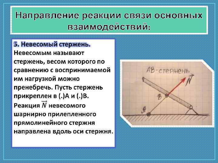 Направление реакции связи основных взаимодействий: • 