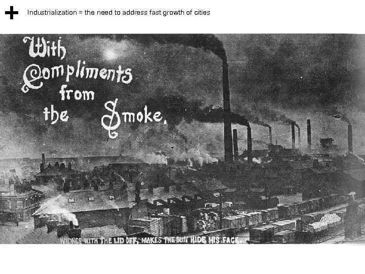Industrialization = the need to address fast growth of cities 