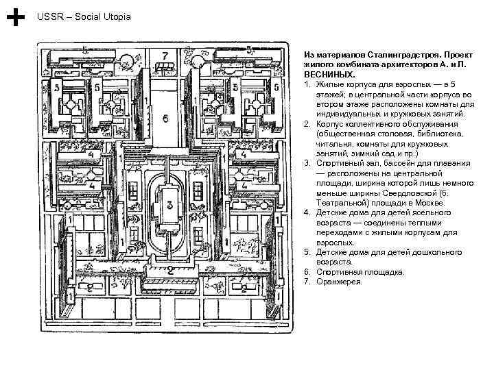 USSR – Social Utopia Из материалов Сталинградстроя. Проект жилого комбината архитекторов А. и Л.