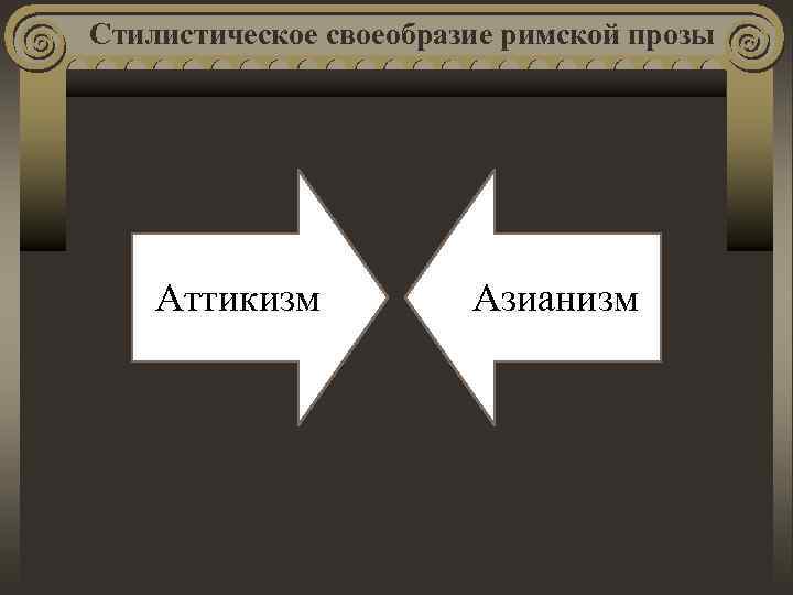 Стилистическое своеобразие римской прозы Аттикизм Азианизм 