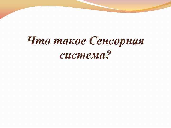 Что такое Сенсорная система? 