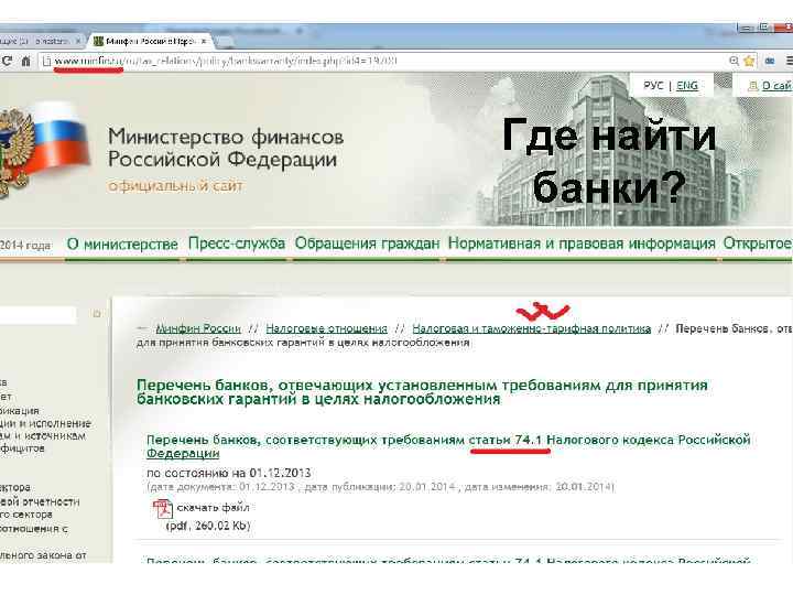 Где найти банки? 