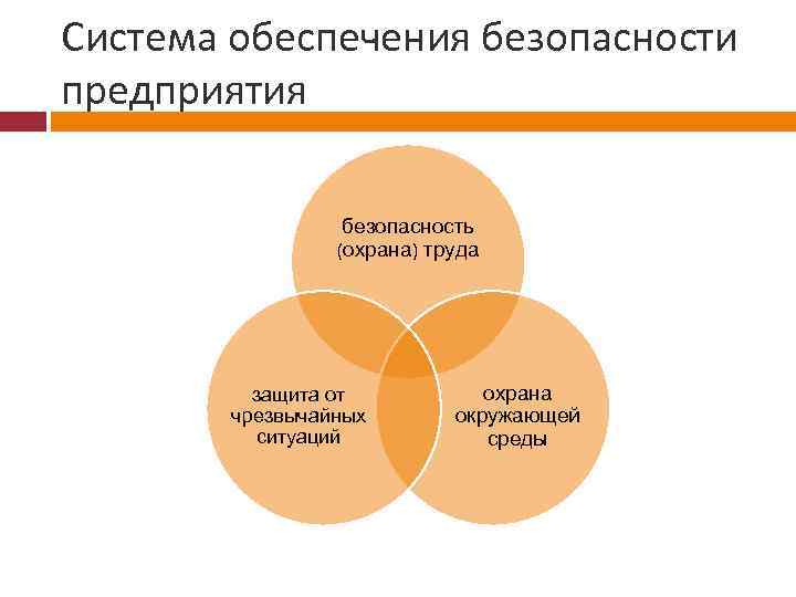 Система обеспечения безопасности предприятия безопасность (охрана) труда защита от чрезвычайных ситуаций охрана окружающей среды