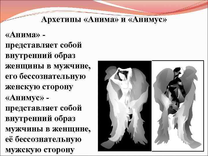 Архетипы «Анима» и «Анимус» «Анима» представляет собой внутренний образ женщины в мужчине, его бессознательную