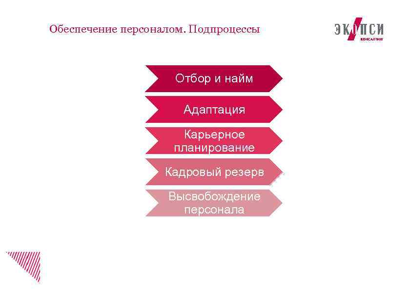 Обеспечение персоналом. Подпроцессы управления персоналом. Отбор найма и адаптация персонала. Обеспечение кадрами.