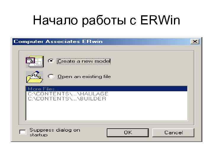 Начало работы с ERWin 