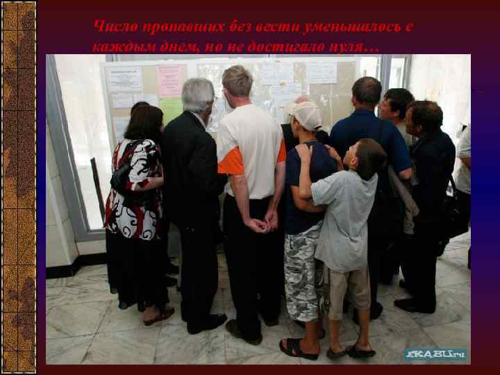 Число пропавших без вести уменьшалось с каждым днем, но не достигало нуля… 