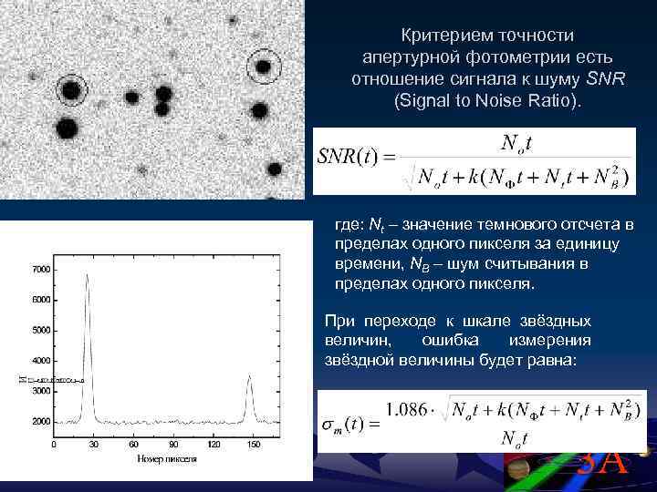 . Критерием точности апертурной фотометрии есть отношение сигнала к шуму SNR (Signal to Noise