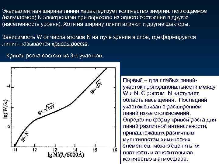 Эквивалентная ширина линии характеризует количество энергии, поглощаемое (излучаемое) N электронами при переходе из одного