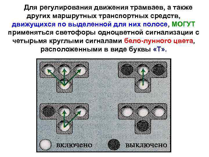 Для регулирования движения трамваев, а также других маршрутных транспортных средств, движущихся по выделенной для