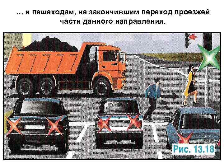 … и пешеходам, не закончившим переход проезжей части данного направления. 