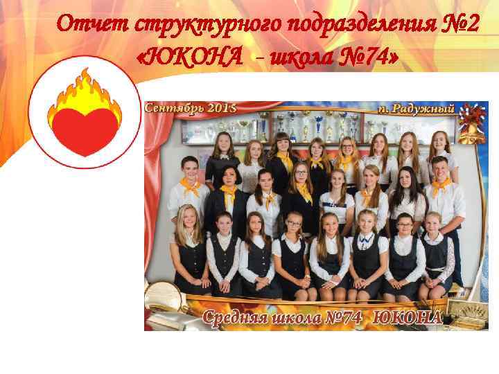 Отчет структурного подразделения № 2 «ЮКОНА - школа № 74» 
