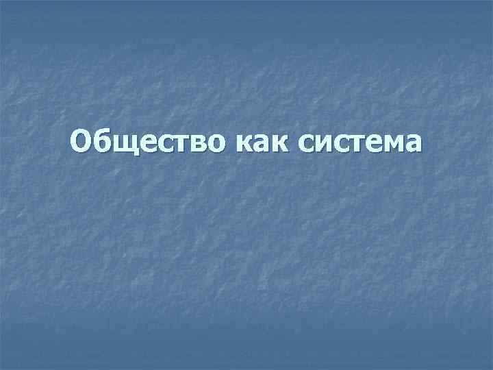 Общество как система 