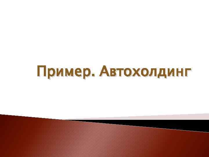 Пример. Автохолдинг 