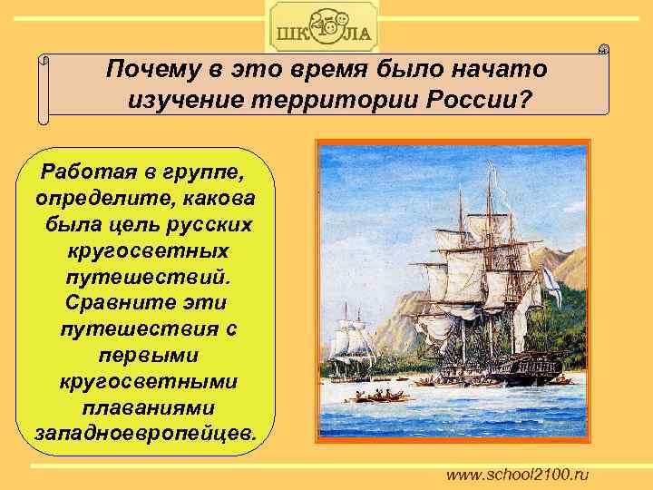 Почему в это время было начато изучение территории России? Работая в группе, определите, какова