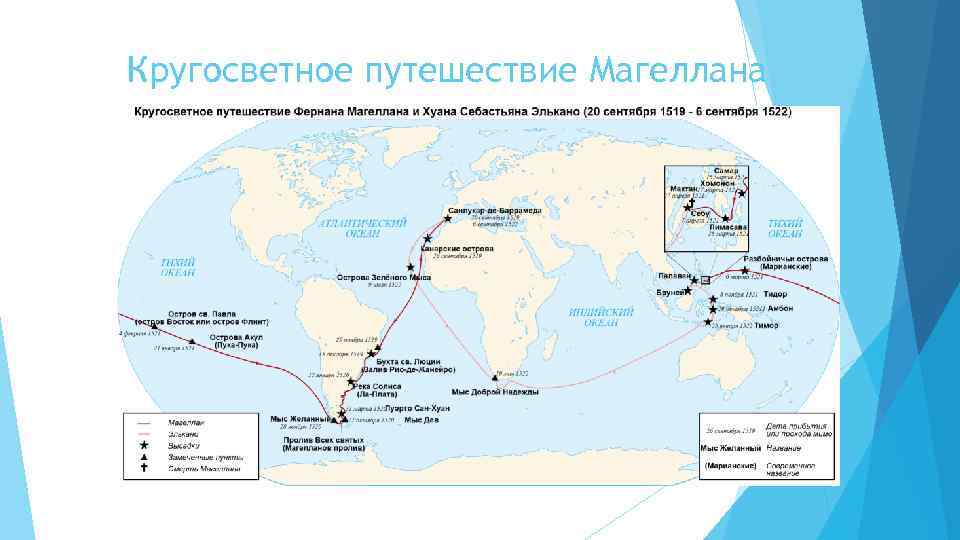 Карта первого кругосветного путешествия фернана магеллана