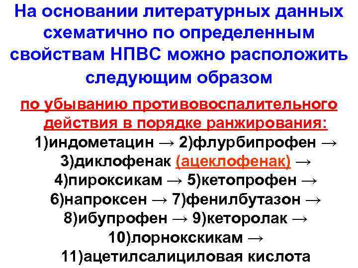 На основании литературных данных схематично по определенным свойствам НПВС можно расположить следующим образом по
