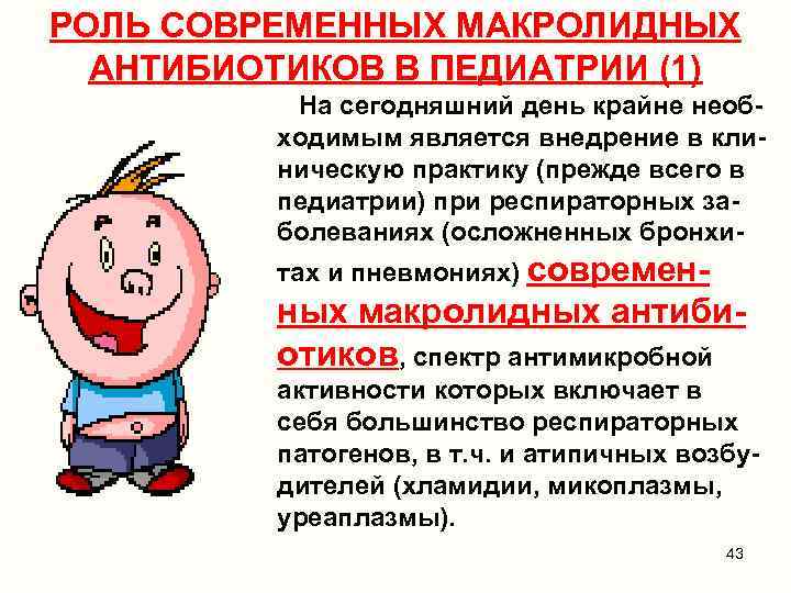 РОЛЬ СОВРЕМЕННЫХ МАКРОЛИДНЫХ АНТИБИОТИКОВ В ПЕДИАТРИИ (1) На сегодняшний день крайне необходимым является внедрение