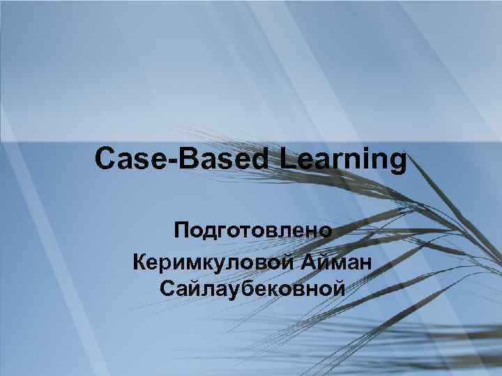 Case-Based Learning Подготовлено Керимкуловой Айман Сайлаубековной 