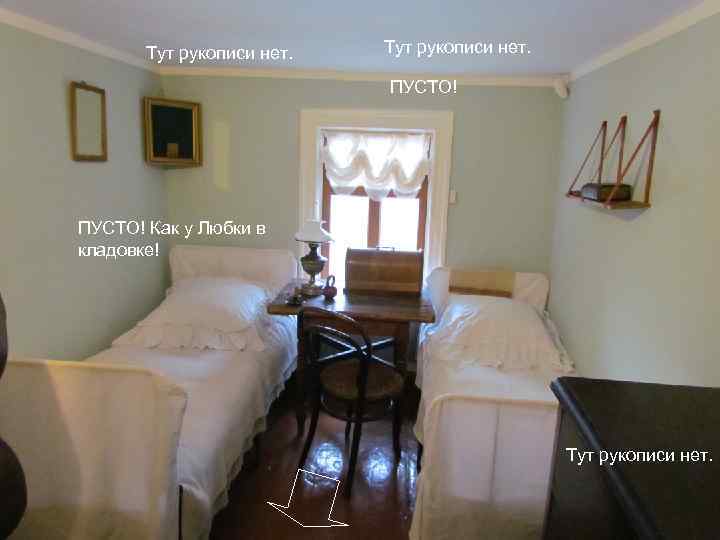 Тут рукописи нет. ПУСТО! Как у Любки в кладовке! Тут рукописи нет. 