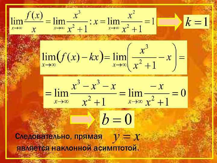 Следовательно, прямая является наклонной асимптотой. 