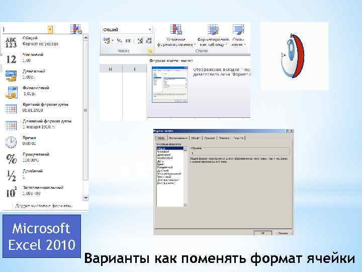 Microsoft Excel 2010 Варианты как поменять формат ячейки 