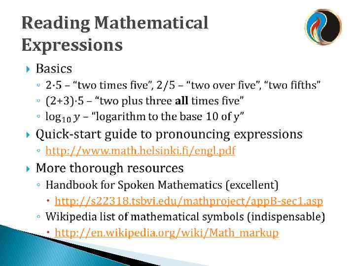 Reading Mathematical Expressions 