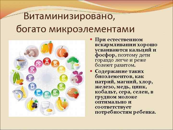Витаминизировано, богато микроэлементами При естественном вскармливании хорошо усваиваются кальций и фосфор, поэтому дети гораздо