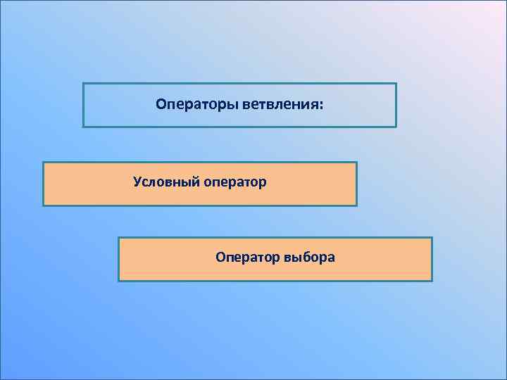 Операторы ветвления: Условный оператор Оператор выбора 