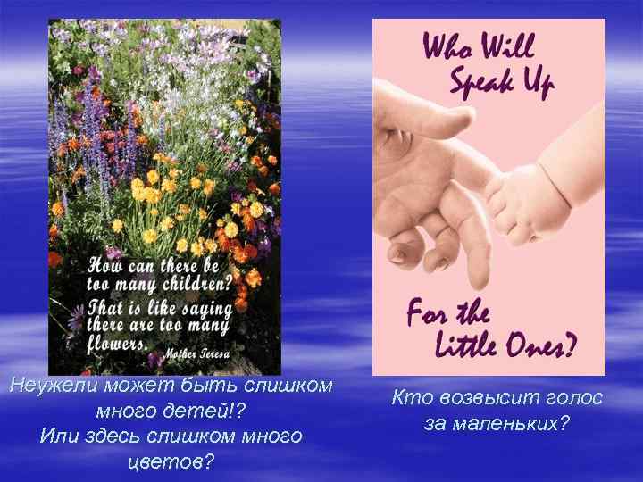 Неужели может быть слишком много детей!? Или здесь слишком много цветов? Кто возвысит голос