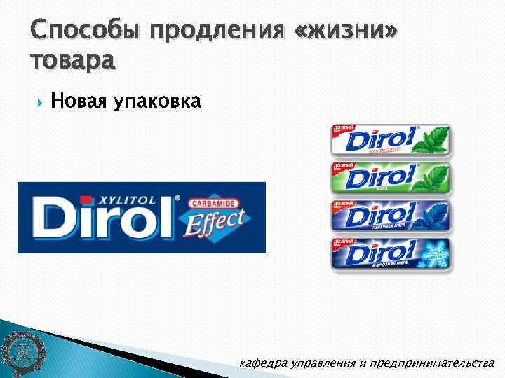 Способы продления «жизни» товара Новая упаковка кафедра управления и предпринимательства 