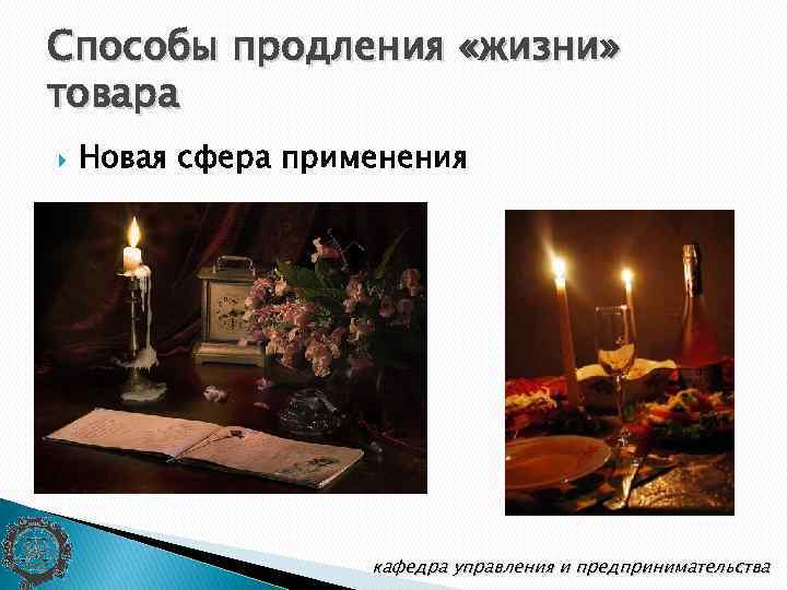 Способы продления «жизни» товара Новая сфера применения кафедра управления и предпринимательства 