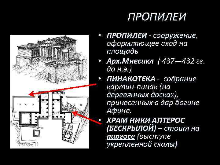 ПРОПИЛЕИ • ПРОПИЛЕИ - сооружение, оформляющее вход на площадь • Арх. Мнесикл ( 437—