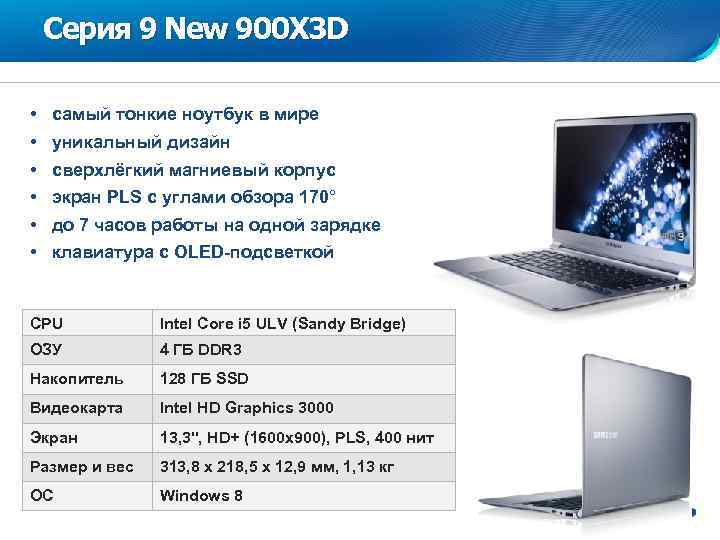 Серия 9 New 900 X 3 D • • • самый тонкие ноутбук в